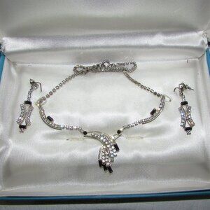 Vintage Birks Swarovski Crystal Necklace & Earring Set